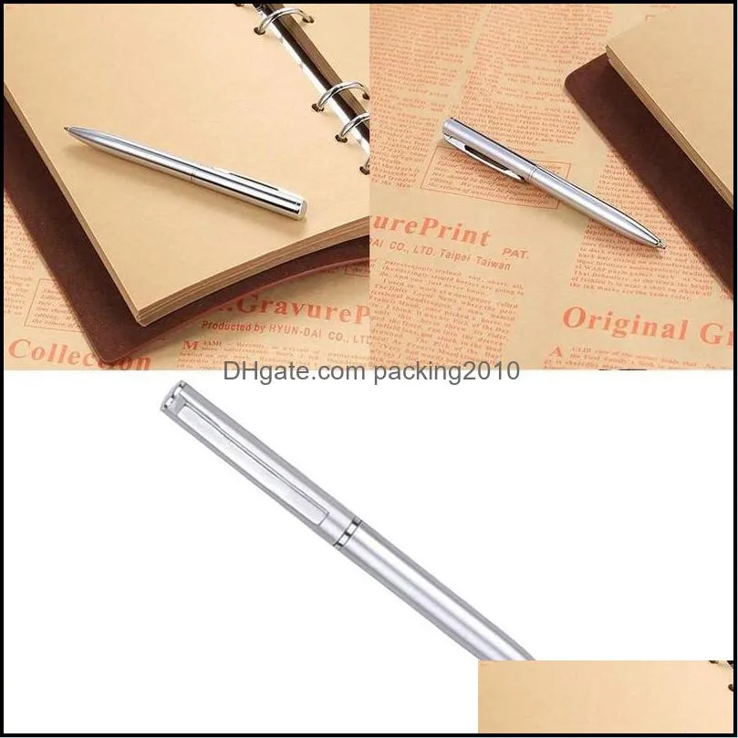 10cm Light Silver Ballpoint Pen Stationery Rotating Rotary Twisting Short Plastic Mini School Pen Style Supplies