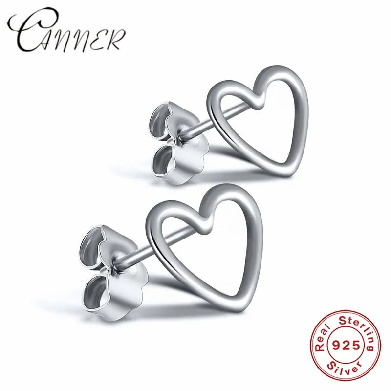 Stud CANNER 2021 Gioielli di moda Orecchini a cuore in argento sterling 925 per donne Regali di nozze vuoti