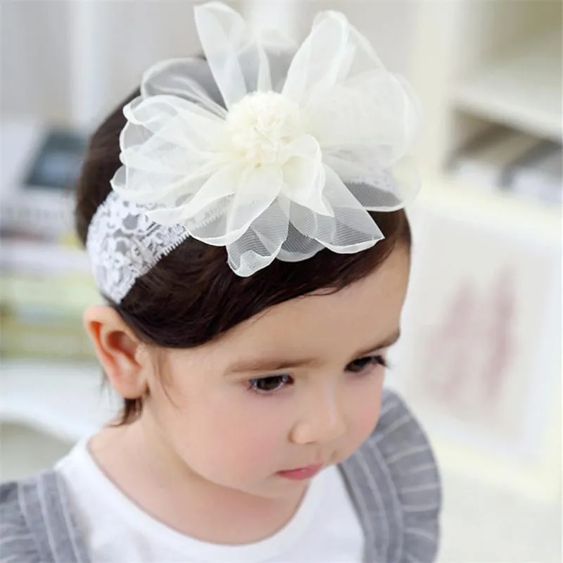 Hair Accessories Headband Bandeau Fille For Girls Solid Lace Flower Band Baby Acessorios Faixa Para Menina