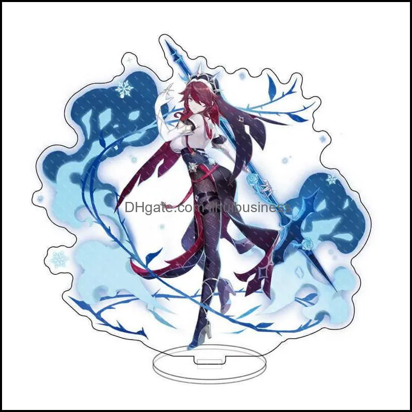 Genshin Impact Childe Zhongli Albedo Keli Cosplay Character Stand Kawaii Accessories For Boys Girls Collections Keychians Y0728