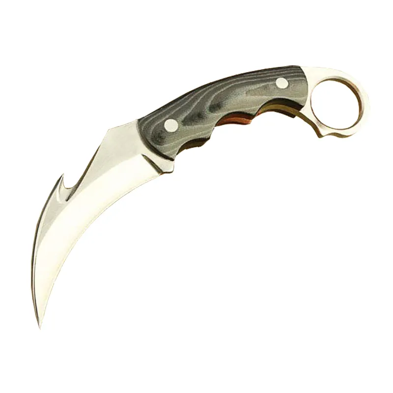 Couteau de survie à lame fixe Karambit Outdoor 7Cr17 58HRC Satin Blade Micata Handle couteaux tactiques H5456