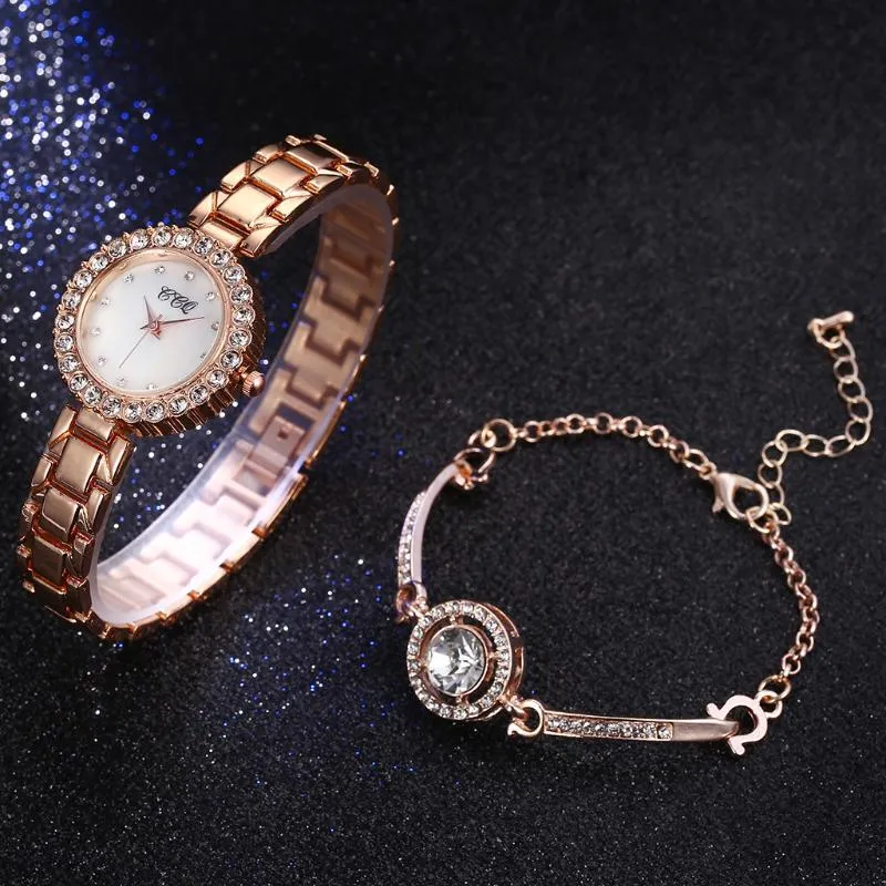 Relojes de pulsera Relojes de pulsera para mujeres Juego de regalos de regalo de muñeca de acero inoxidable de lujo Relogio Feminino Zegarek Damski