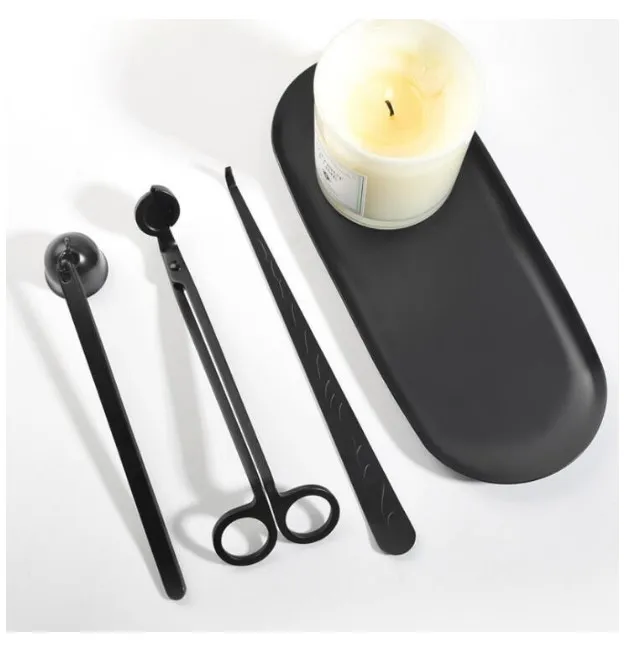 Wholesale Candle Wick Trimmers Sets Tainless Steel Black Candle Holders