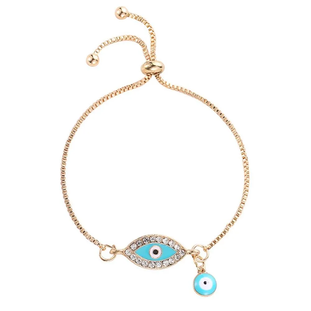 2021 Turco Lucky Blue Crystal Mal Eye Bracelets para Mulheres Handmade Gold Chains Moda Jóias Bracelete Mulher Jóias