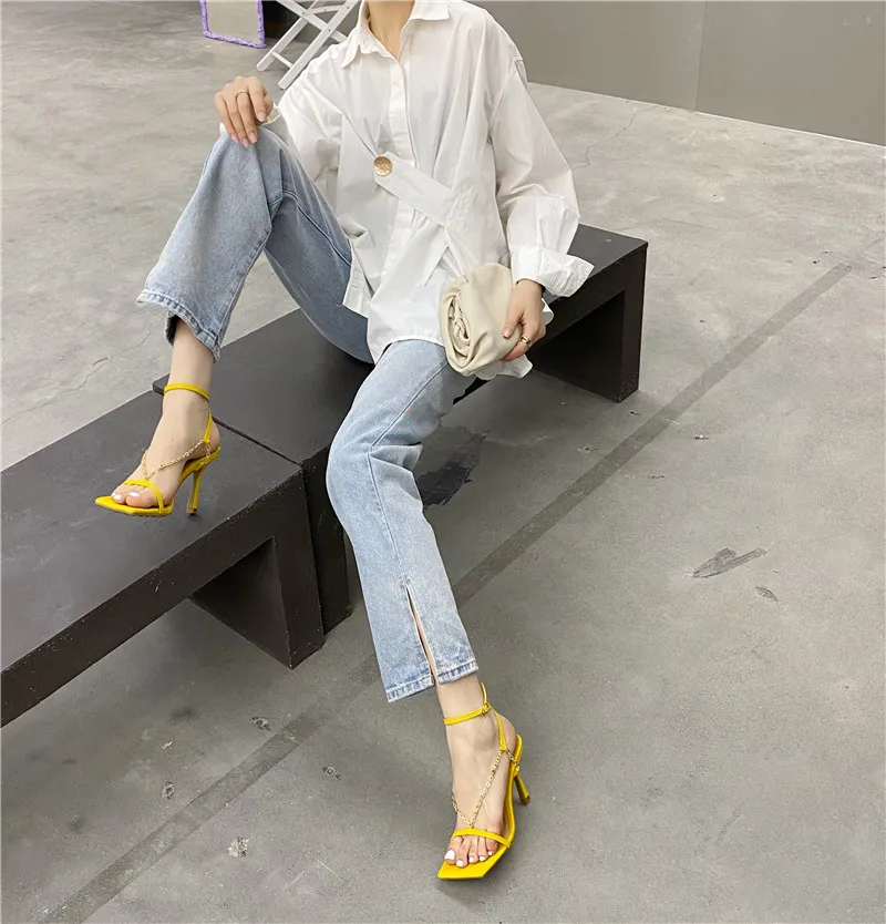 Eilyken 2021 New Women Sandal Thin High Heel Elegant Ladies Pumps Shoes Narrow Band Summer Gladiator Sandals Shoes size 35-402agdaklhgadg