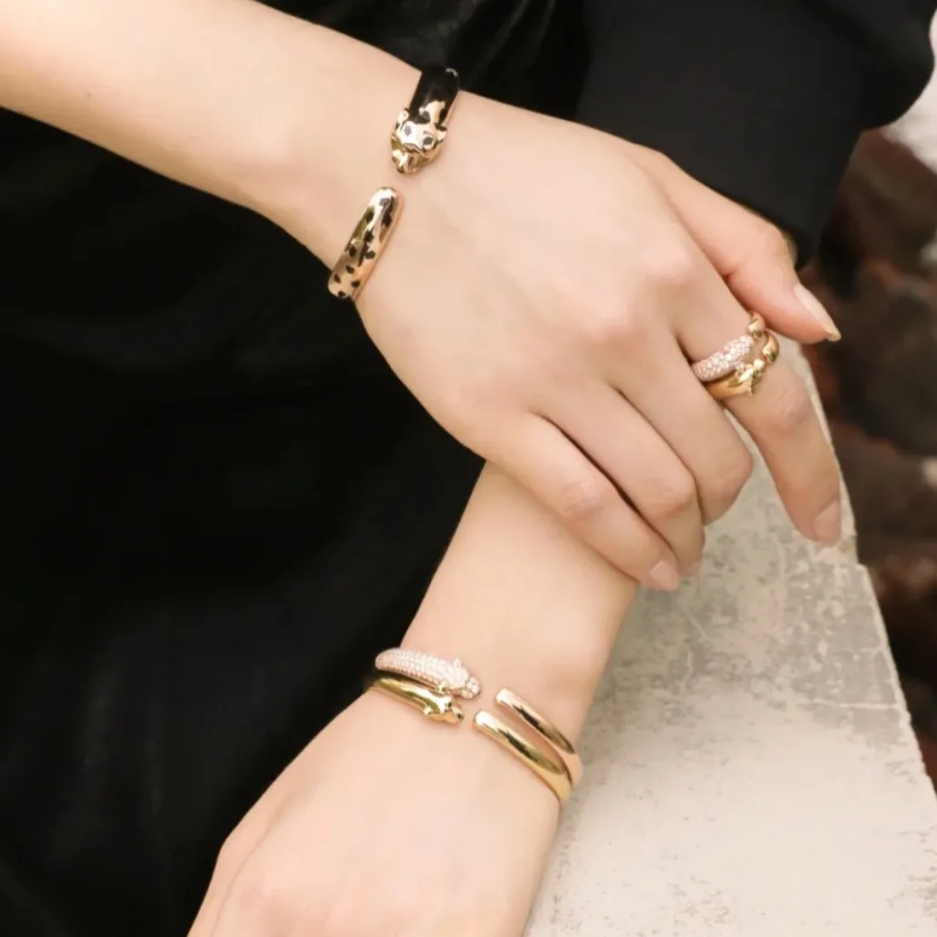 Bracelet de la série Panthere en or 18 carats ne se décolore jamais, réplique officielle de bijoux, bracelets de marque de luxe de qualité supérieure, style classique pour dames, bracele210f