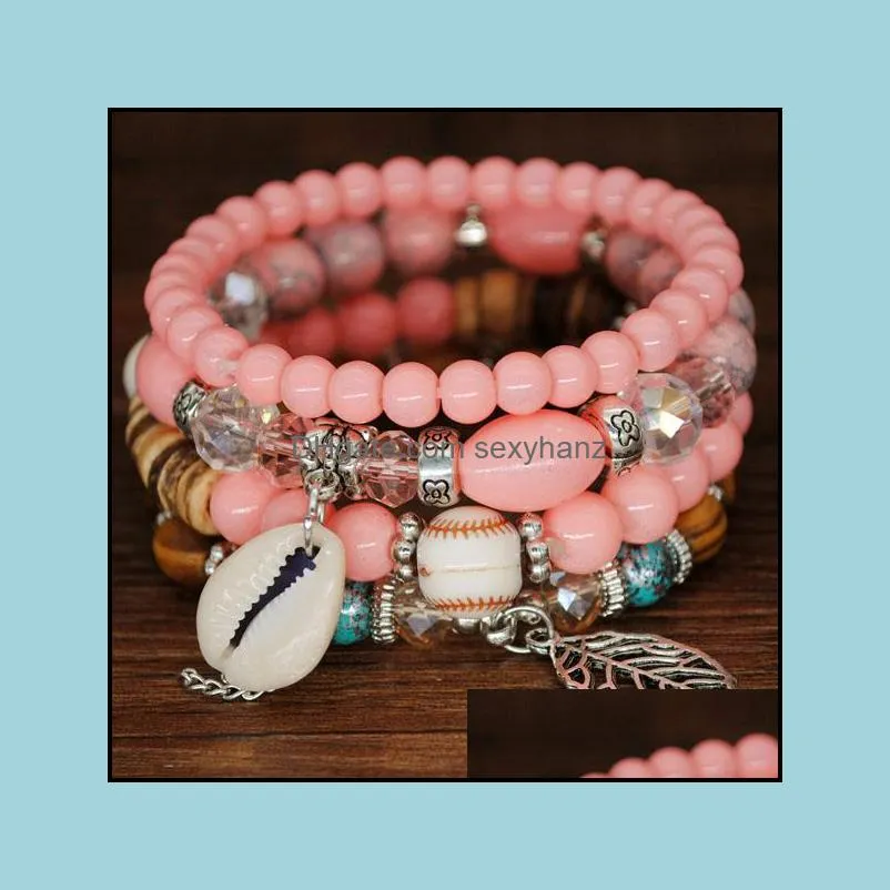 S1618 Hot Bohemian Fashion Jewelry Women`s Hand-made Multi-layer Beads Bracelets Charms Tassels Chain Bracelet