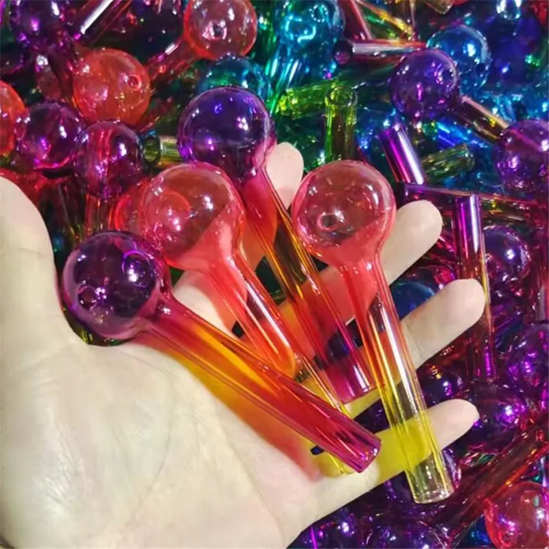 Queimador de tubo de vidro transparente de pirex grosso queimador de óleo 10cm 4 polegadas coloridas de cera de cera de fumantes de fumantes