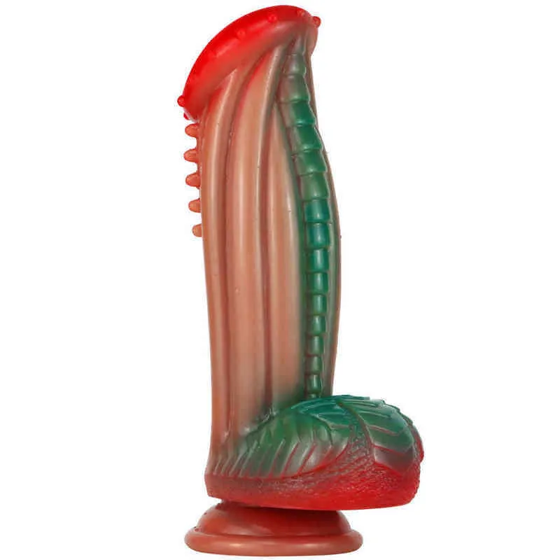 NXY Anal Toys Juma Golden Rooster Shaped Spiked Penis Liquid Silicone Fake Female Masturbation Adult Sex Products 0314