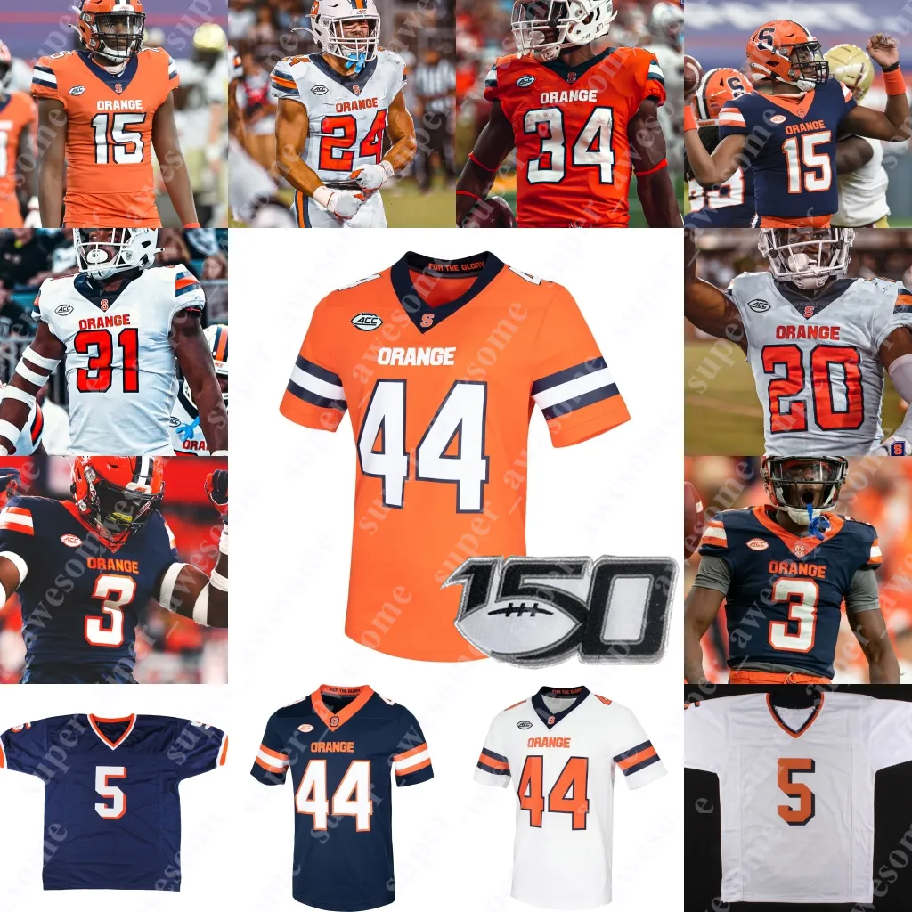 Camisas de futebol Syracuse Orange Football Jersey Mikel Jones Cody Roscoe Marlowe Wax Geoff Cantinarku Stefon Thompson Jarveon Howard