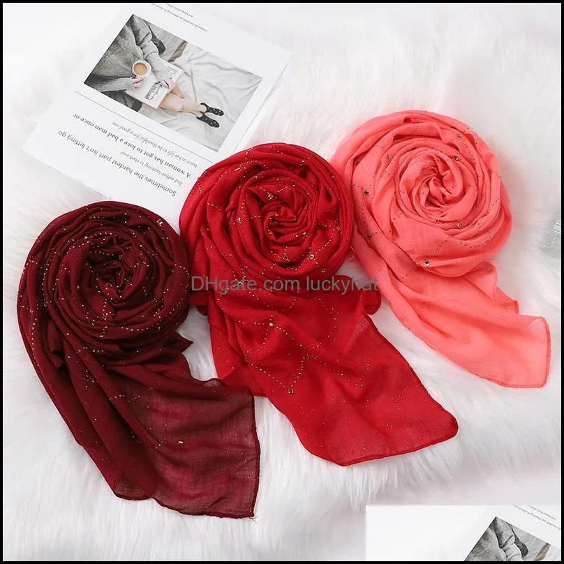 Cotton Linen Hijabs Solid Color Scarf Hot Drill Turban Muslim For Women Shawls Headscarf COLOR 10