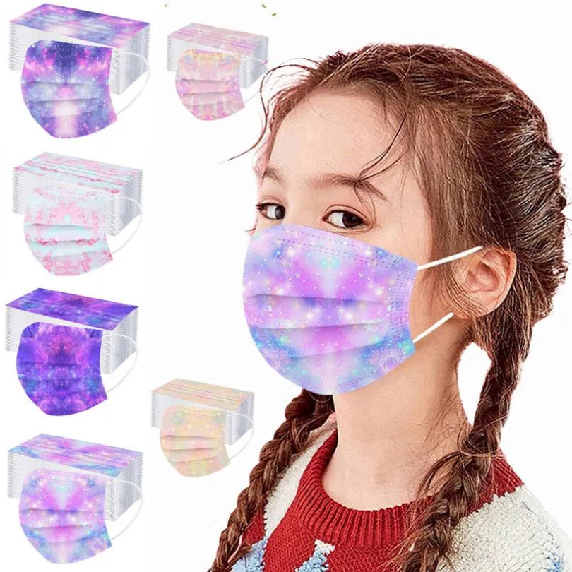 Designer Masks Tie-dye Disposable Face Mask For Kids Adult Breathable Earloop Shield Boys Girls HH21-514