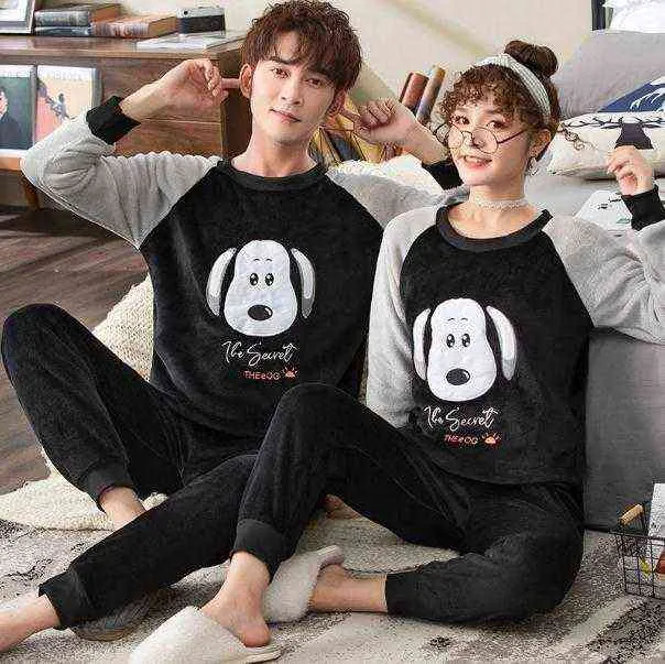 Fleece Couple Pyjamas Winter Warm Pijamas Women Men Korean Sleepwear Pajamas  For Women Pyjama Femme Pajama Set Sexy Lingerie Nightwear 211211 From  Dou08, $19.12