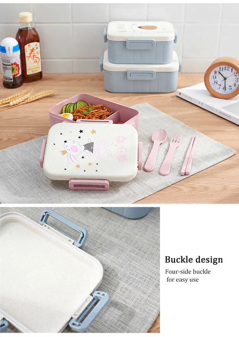 TUUTH Cute Cartoon Lunch Box Microwave Dinnerware Food Storage Container Children Kids School Office Portable Bento Box B3