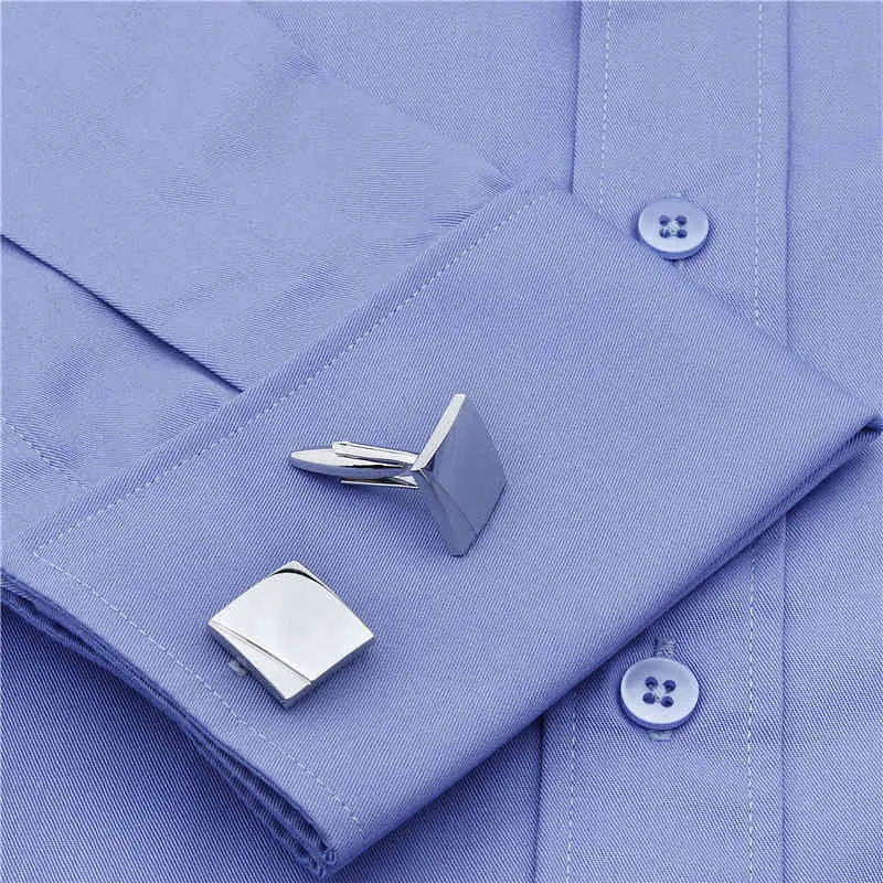 HAWSON Unique Square Men's high quality Wedding Business Simple Plain Metal Cufflinks for men with cufflinks box