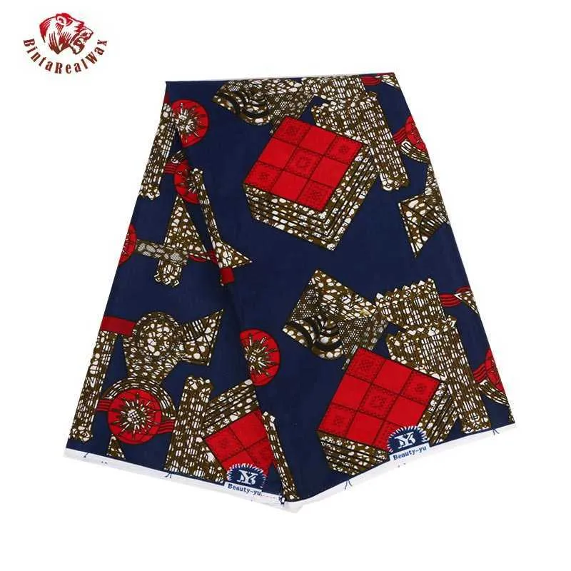 Африканский полиэстер Wax Prints Tabric Ankara Bintareal Wax высокое качество Африканская ткань для вечеринок платье PL584 210702