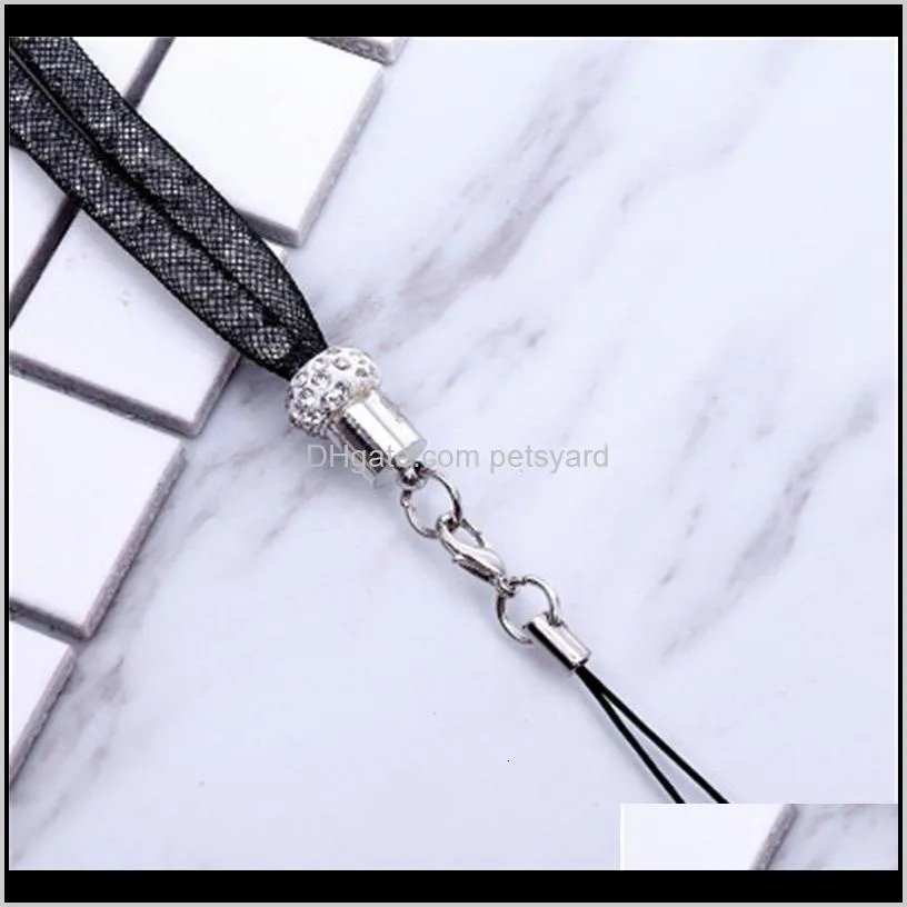 crystal mobile phone lanyard bling rhinestone keychain hanging rope neck strap key lanyards fashion cellphone accessories 1 2hr h1