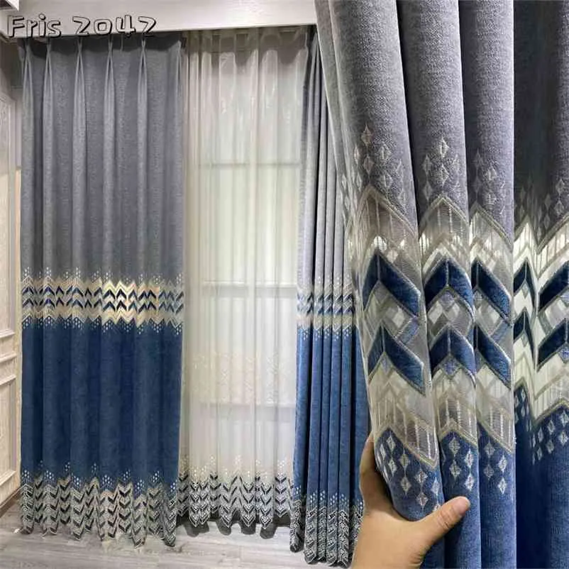 Alpaca Embroidered Curtain Fabric European Jacquard Stitching Blackout Curtains For Living Room Bedroom Curtains 210913