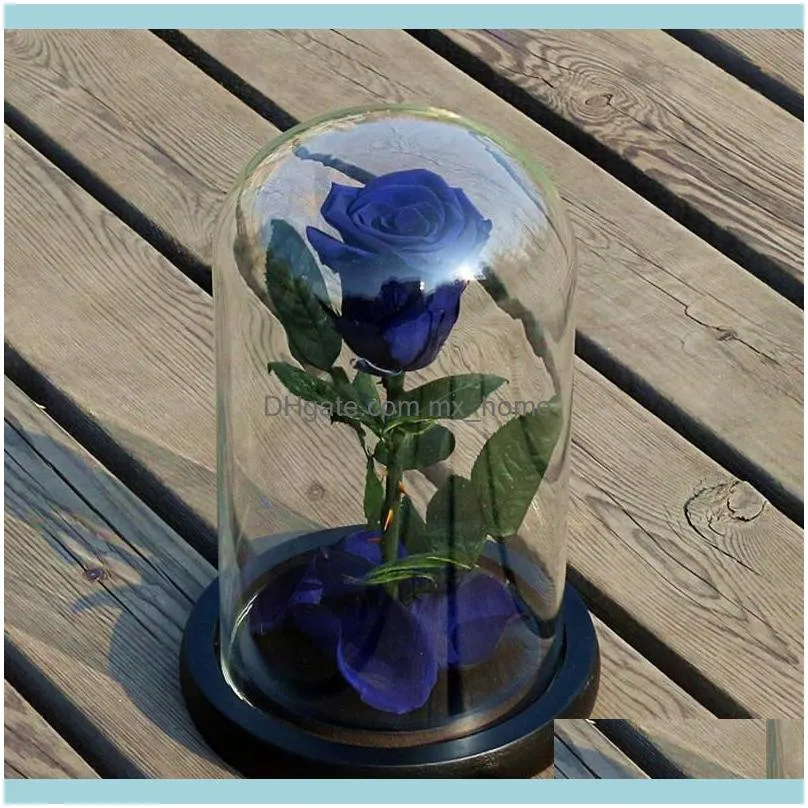 Decorative Flowers & Wreaths Different Colors Of And Vase Festive Preserved Forever Rose Immortal  Glass Cover Unique Gifts