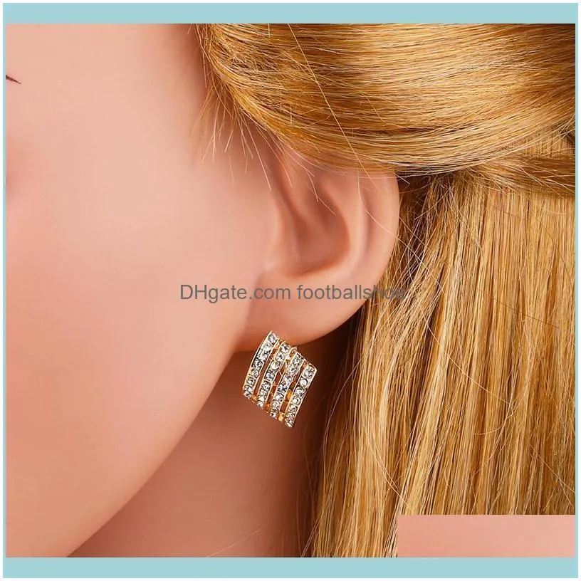 Designers Accessories:Japanese and Korean simple alloy rings with drill, buckle without hole, ear clip, female erq40