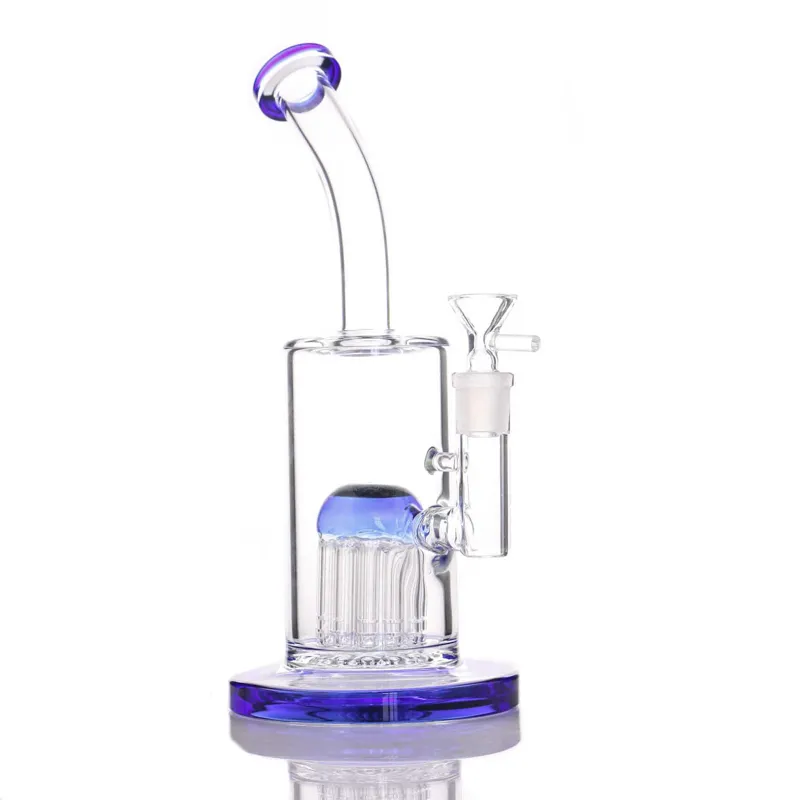 Glass Bong Green Blue Colorful Hosahs Single Layer Ten Fork 14mm Joint 581G Water Pipe Dab Rig