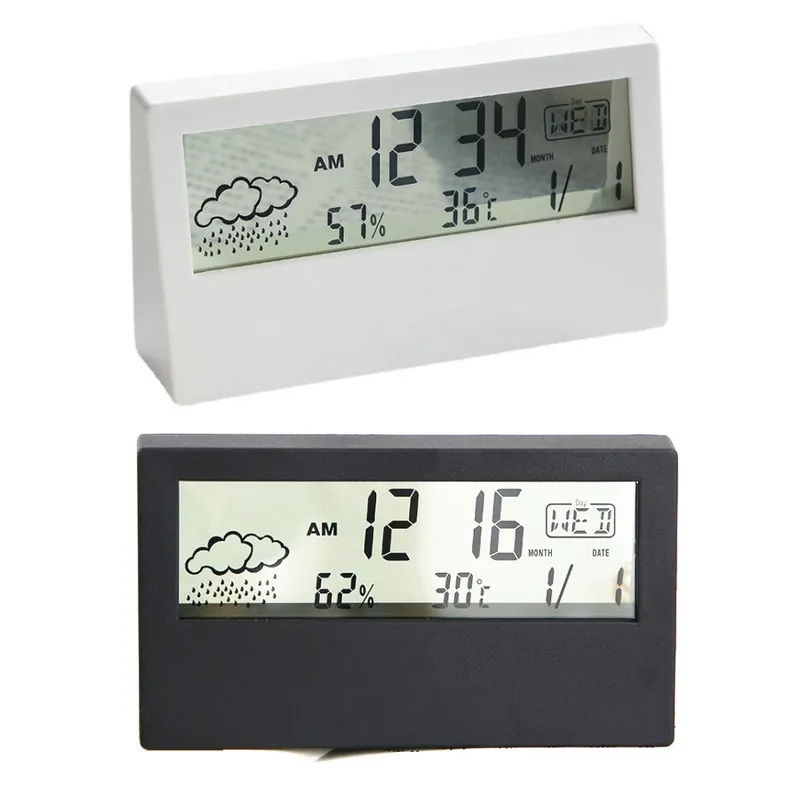 2021 LCD Creative Cyfrowy Zegar z Temperaturą i wilgotnością Elektroniczne Pogoda Budzików