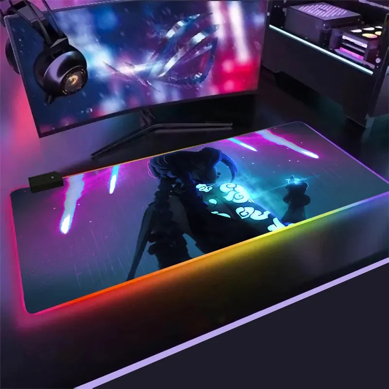 Arcano Super Soft LED Backlit Gaming Mouse Pad USB Lol Desk Mat League of Legends Jinx Jayce VI Personalizado RGB Mouse Pad Presente