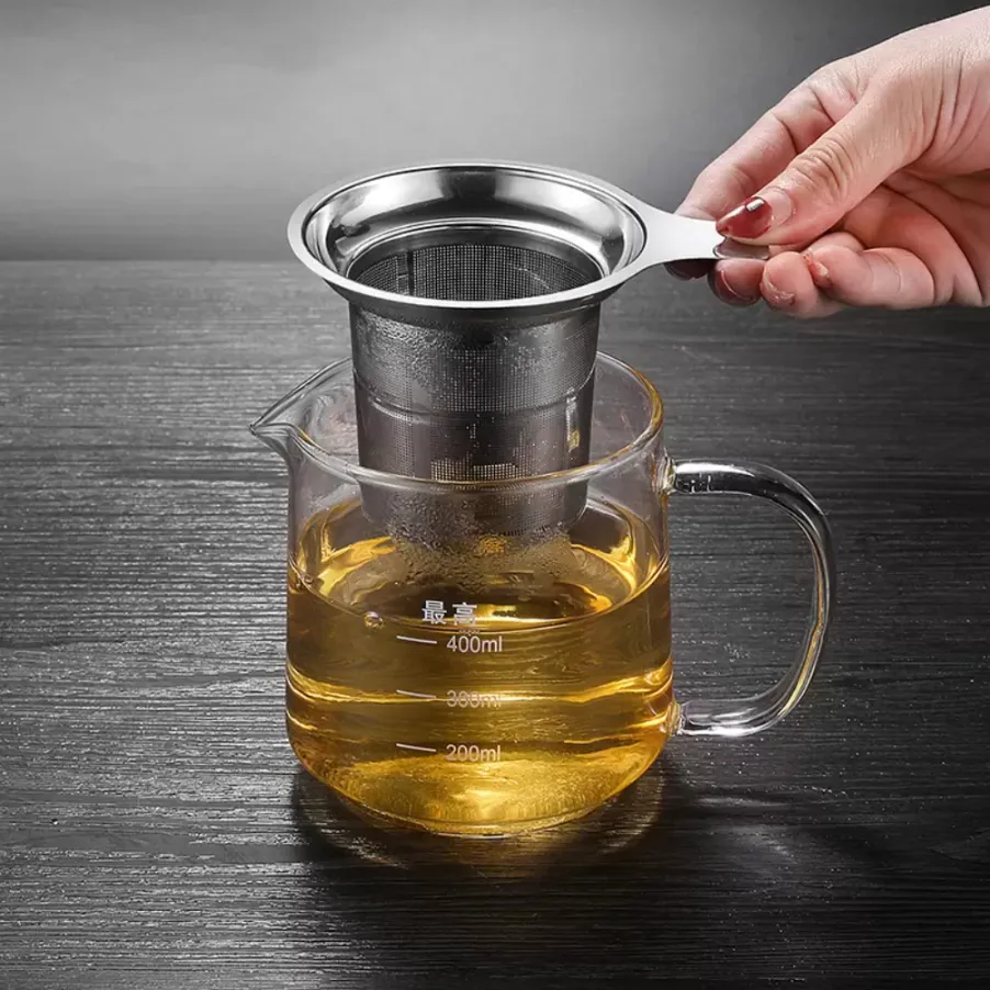 Stock 304 passoire à thé en acier inoxydable grande capacité infuseur à thé passoire à maille filtre à eau théières tasses tasses Xu