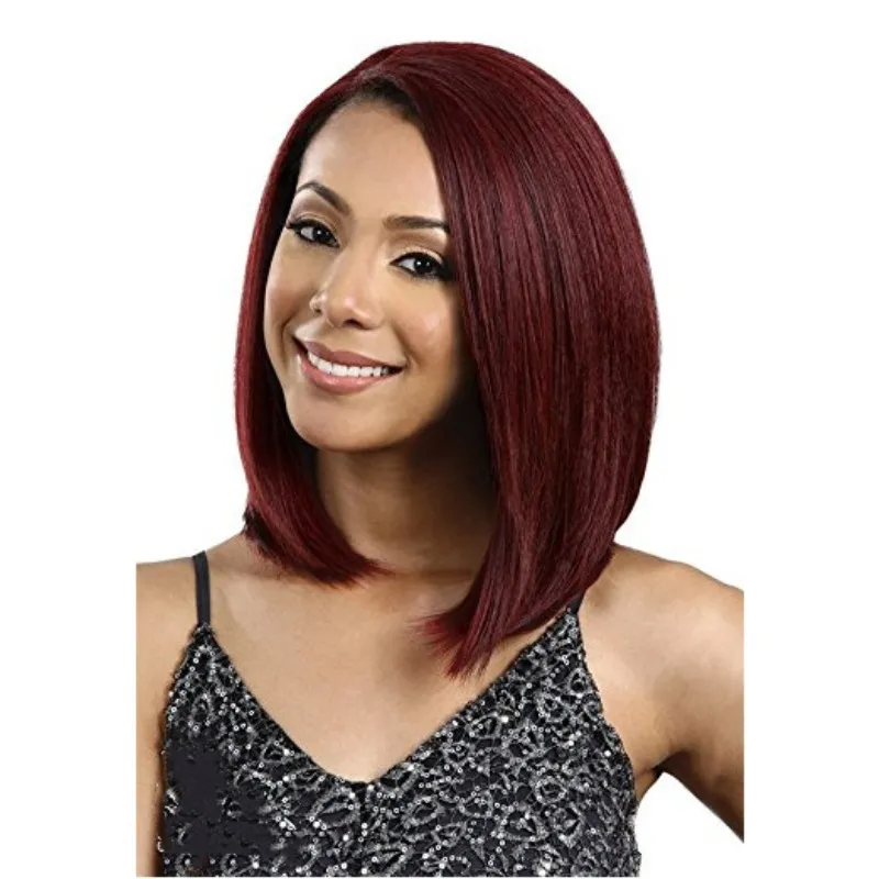 Prosta syntetyczna peruka Burgundia Symulacja ludzkich włosów Peruki do włosów Szafy dla czarno-białych kobiet Perruques K34