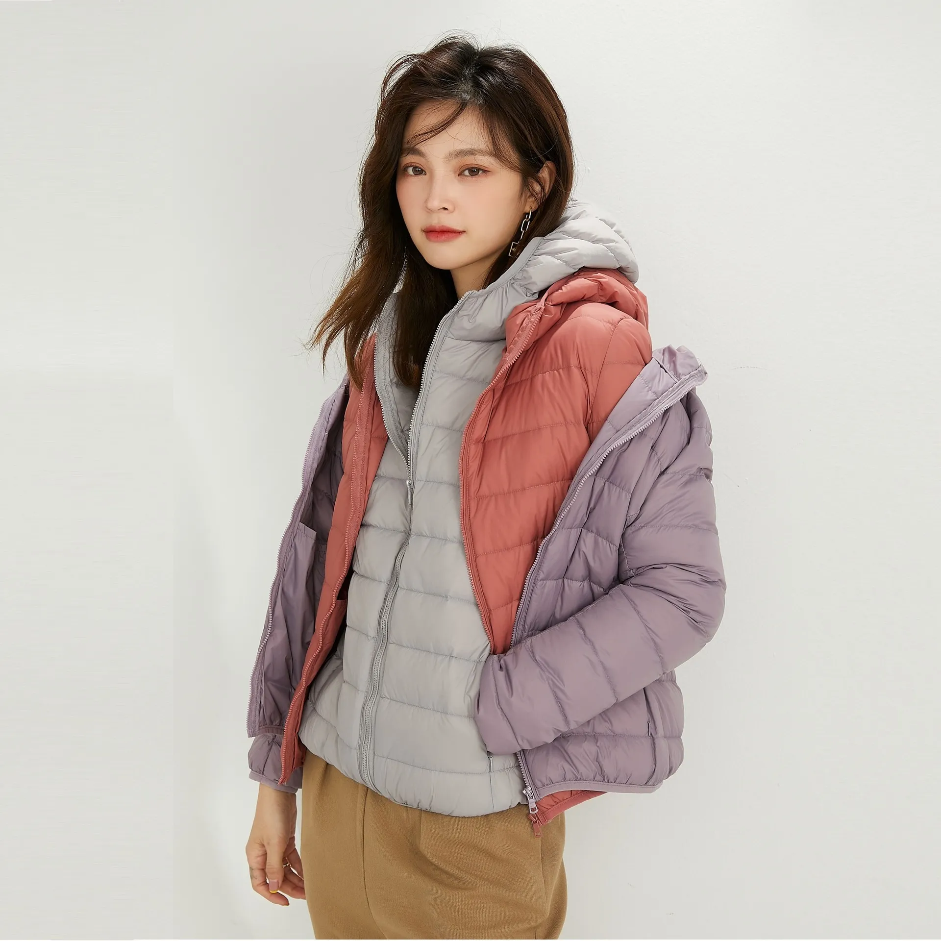 11 Colors Women's Lightweight Packable Down Puffer Jacket Coat 2021 Winter Portable Outerwear 90% White duck down Size 4XL