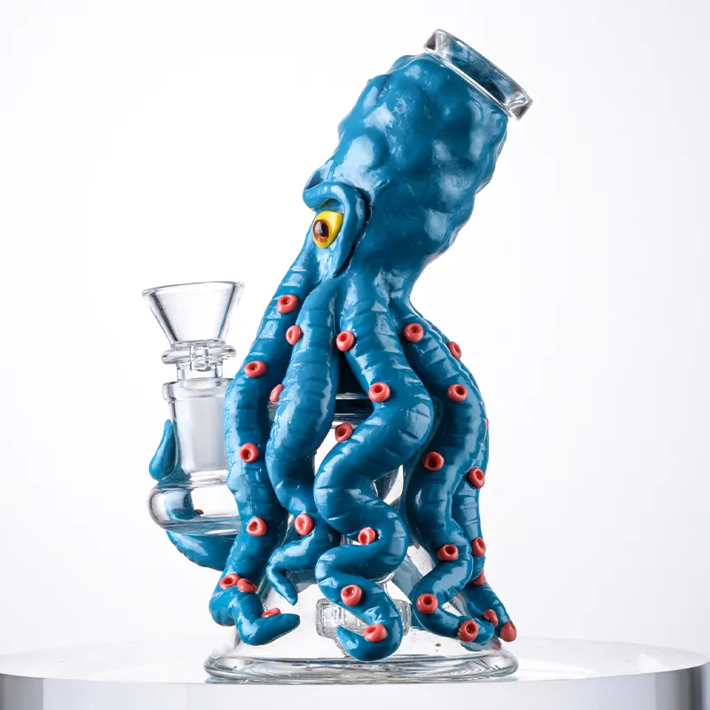 Narguilés de style Halloween 7 pouces Mini petites plates-formes pétrolières Octopus Dab Rig Heady Bongs en verre Bong Pomme de douche Perc Tuyaux d'eau 14mm Joint 240311