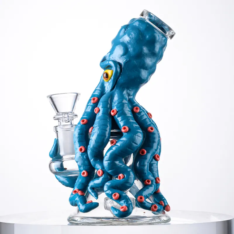 Halloween Style Hookahs 7 Inch Mini Small Oil Rigs Octopus Dab Rig Heady Glass Bongs Bong Showerhead Perc Water Pipes 14mm Joint