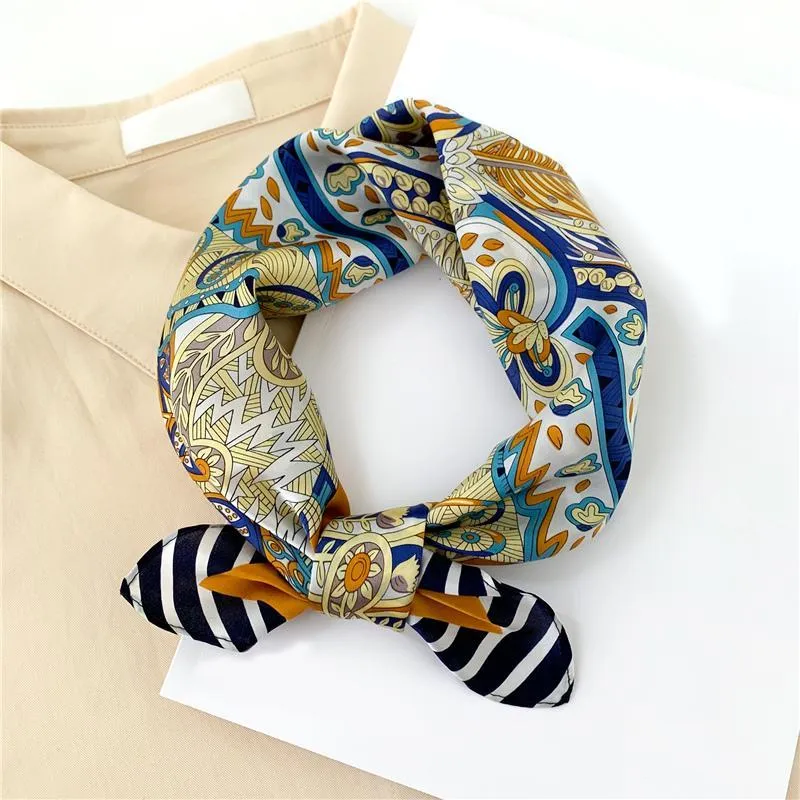 Foulard imprimé Design pour femmes, Foulard en soie Pure, Bandana, Foulard pour sac de printemps, cravate