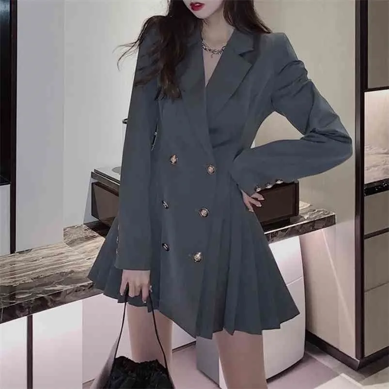 Blazer Dres coréen à manches longues costume printemps dames décontracté bureau vêtements créateur de mode Mini 210623