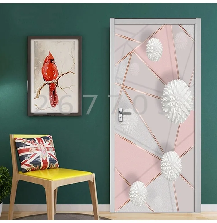 Removable Door Stickers 3D Geometric Marble Stitching... From Luo09 ...