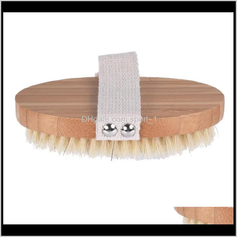 dry skin body soft natural bristle brush wooden bath shower bristle brush spa body brush without handle