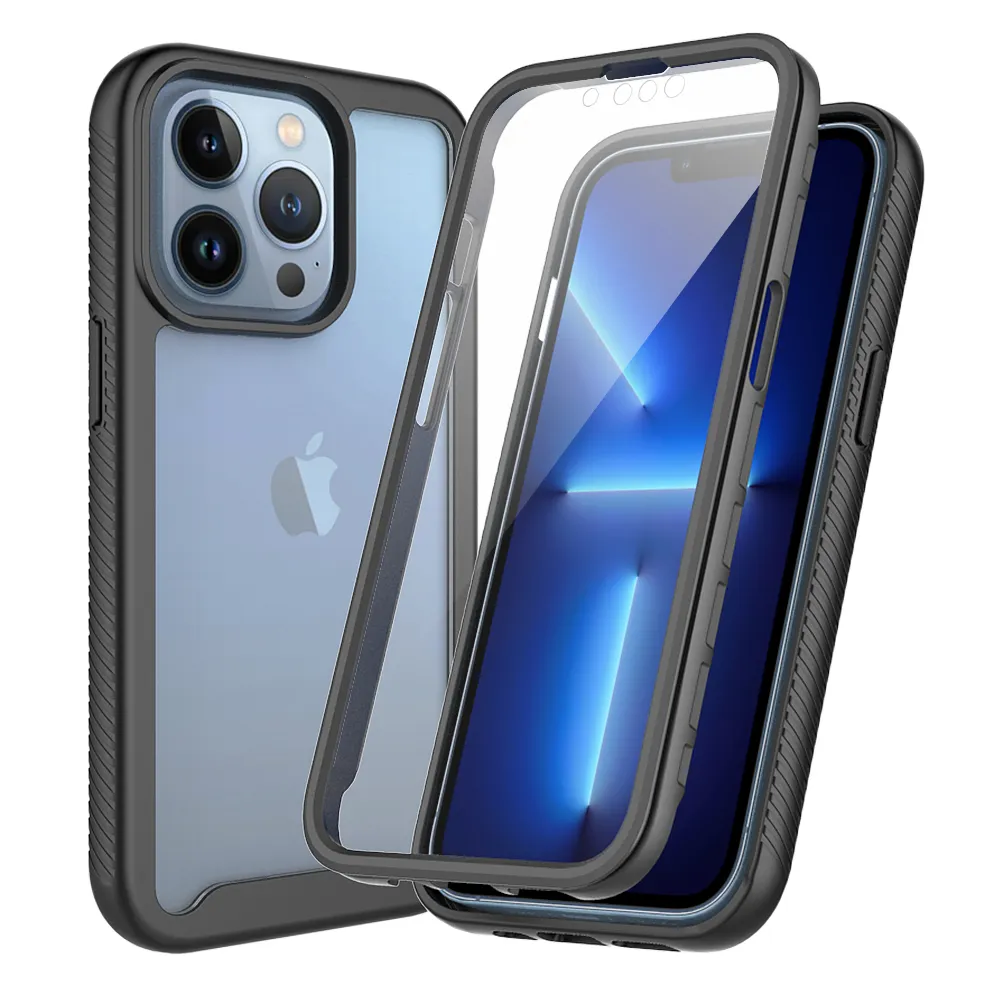 Custodie a protezione totale a 360° per iPhone 13 Pro 12 11 XS Max XR 7 8 Samsung S21 Plus A12 A32 A52 A72 A21S MOTO One Fusion Oneplus ONE P Nord 5G Custodia per telefono fronte-retro anti-caduta