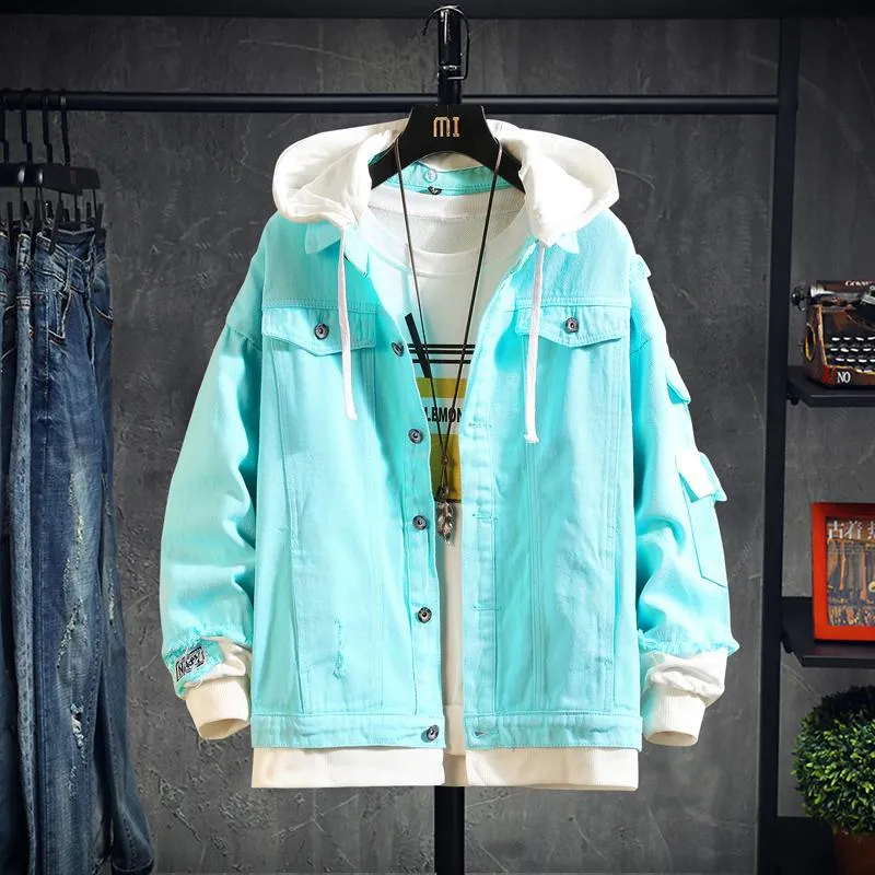 2021 Mens Slim Fit Streetwear Jacket With Ripped Denim Denim