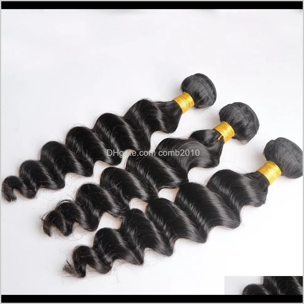 brazilian loose deep wave human hair weaves with 13x4 lace frontal ear to ear full head natural color can be dyed unprocessed human