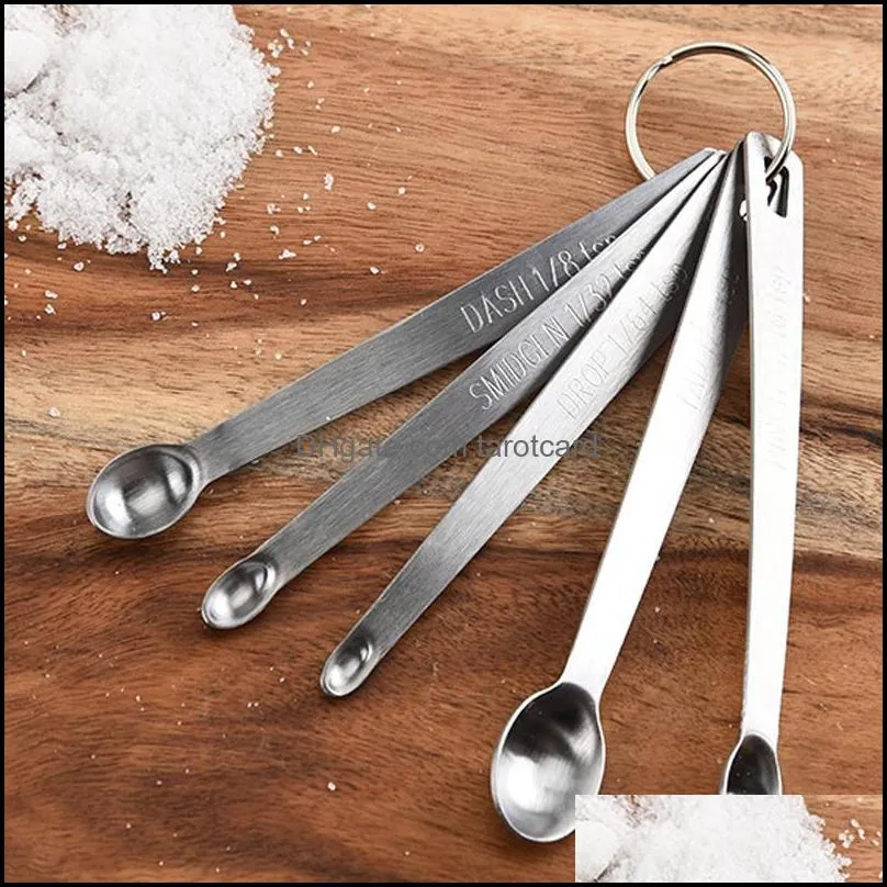 5 Pcs Durable Stainless Steel Measuring Spoon Tableware Sauce Home Cuchara Medidora Kitchen Scales Baking Tool Mini Measuring Spoon