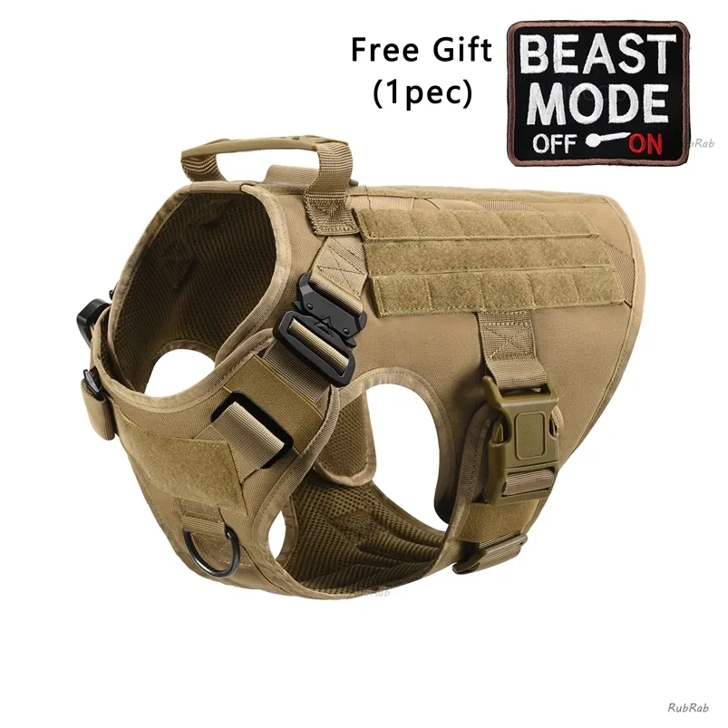 Tactical Dog Harness Vest Military Working Training Molle Metal Buckles Shepherd Labrador Durable Pet 210804