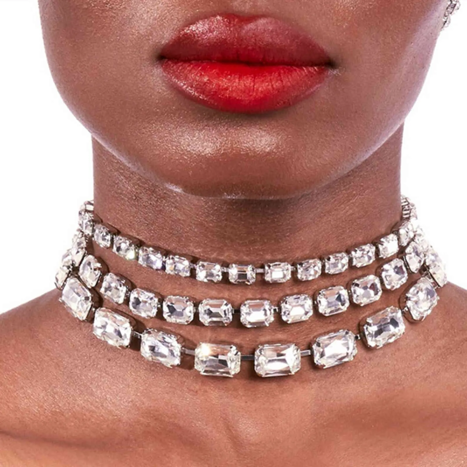 INS multistrato strass zircone girocollo corto catena clavicola gioielli per donna collana di lusso con colletto da sposa in cristallo