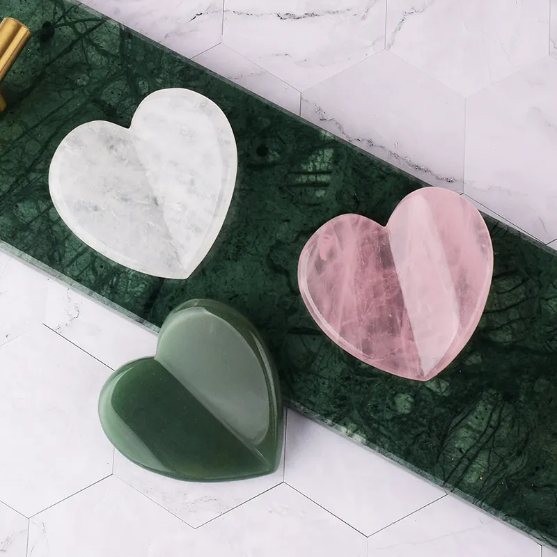 Grande taille gua sha ou outil masseur masseur de pierre de cristal naturel amour coeur rose quartz guasha soins de santé cutané détox