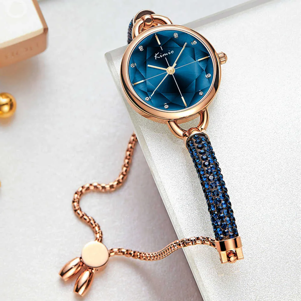 Kimio Diamond Armband Kvinnors Klockor Bandage Crystal Watch Kvinnor Märke Luxury Kvinna Armbandsur Drop Arrivals 210616