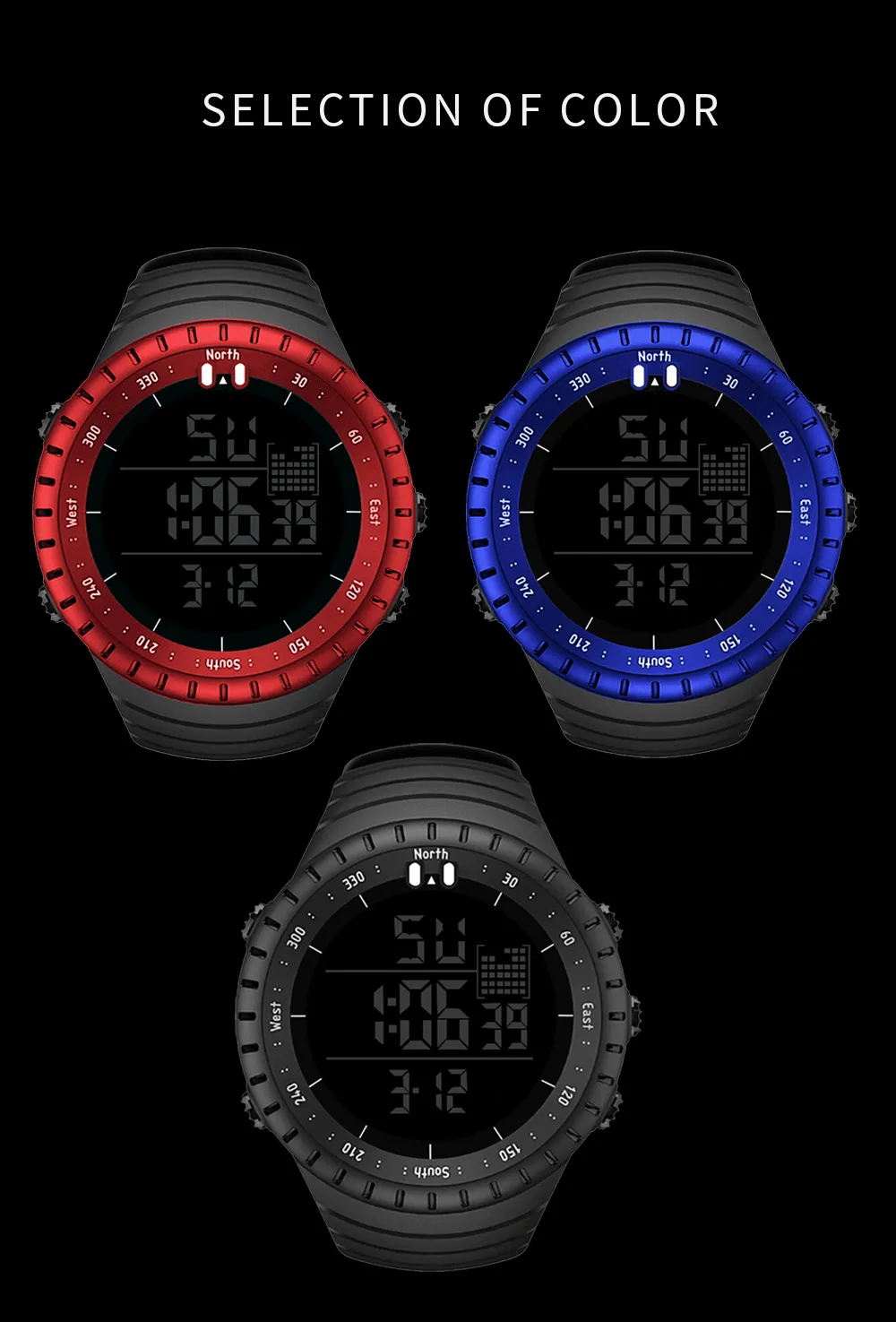 Reloj deportivo digital hombre Reloj de pulsera militar resistente al agua  LED