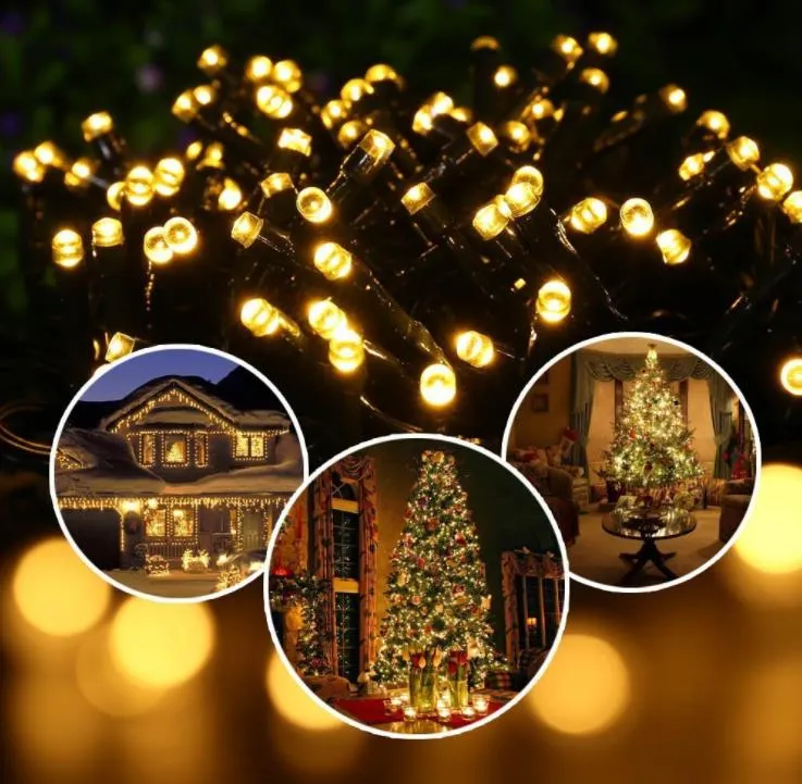 Forniture per feste Luci da giardino solari 12M 100LED String Light Illuminazione dell'albero di Natale Stringhe da patio impermeabili Solars Ghirlanda da giardino SN3178