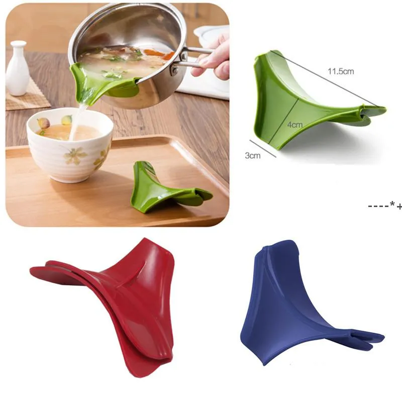 NEWNEW Arrivée Silicone Pot Crépines Liquide Entonnoir Cuisson Pâte Déflecteur Anti-déversement Vidange Casseroles Cuisine Cuisine Outil RRF11721