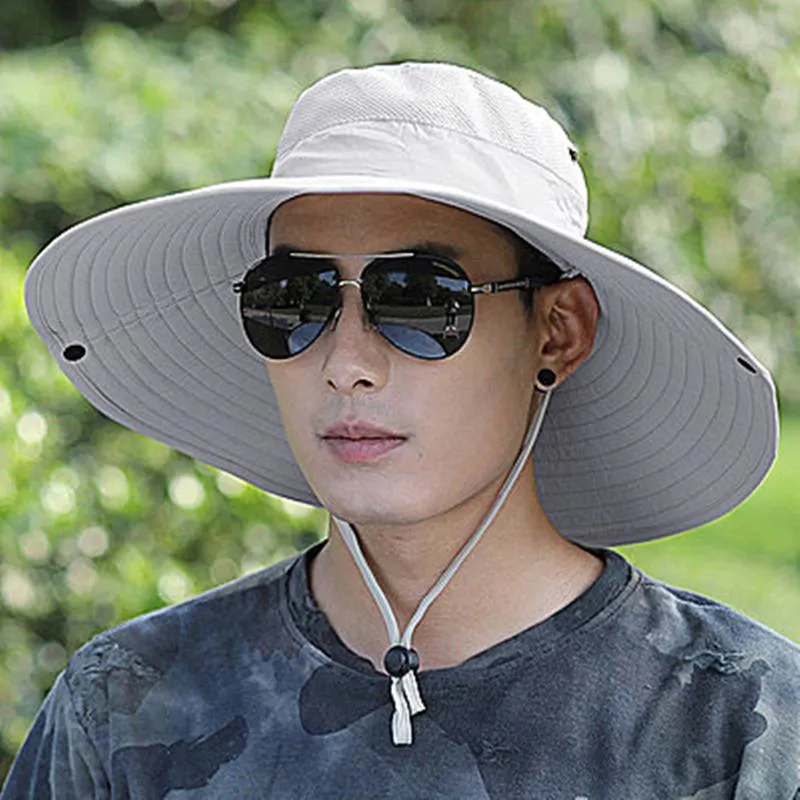 Berets 1x 15 cm de largura homens mulheres borda sol chapéu respirável tampa de verão uv proteção