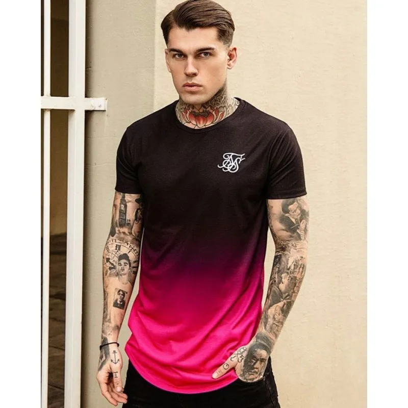 Jedwabne meny menu o-deterk t koszule sik moda męskie topy men t-shirt Siksilk krótkie rękaw