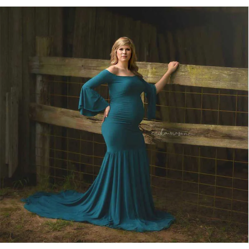 NEW 2019 Baby Shower cotton Dress Maternity Gown Photography Photo Shoot Bridesmaid dress Q0713